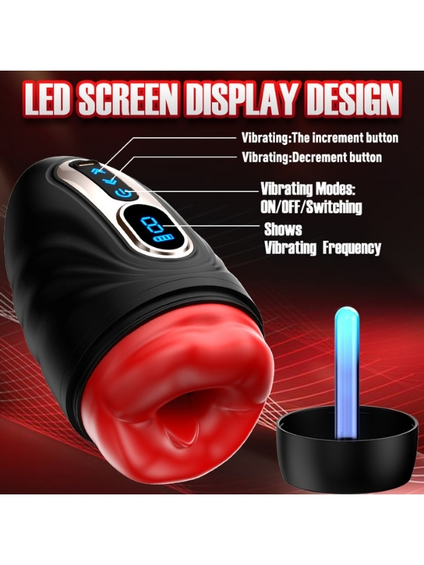 Censan Şarjlı Isıtmalı ve Titreşimli Silikon Dudak Girişli Otomatik Oral Mastürbatör