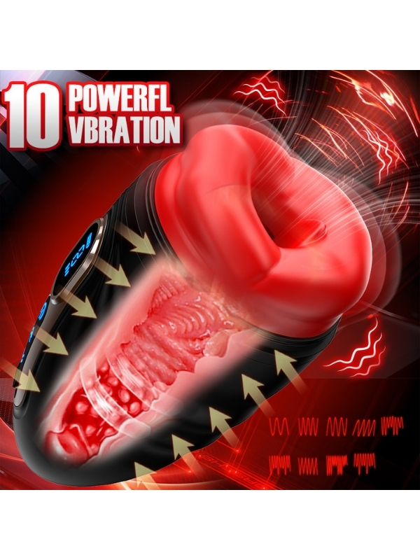 Censan Şarjlı Isıtmalı ve Titreşimli Silikon Dudak Girişli Otomatik Oral Mastürbatör