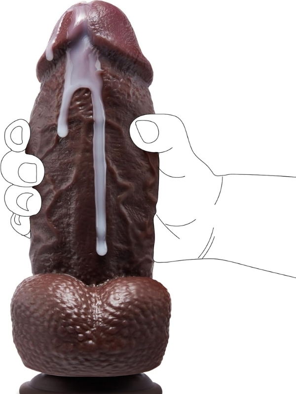 Censan Siyah SuperLove Realistik Dual Density Dildo – 21 cm Güçlü Emme Tabanlı Vücut Dostu Silikon