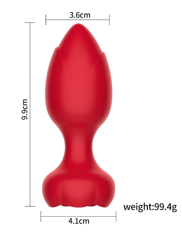 Censan Telefon Kontrollü Full Covered Rubber Rose Anal Plug – Siyah