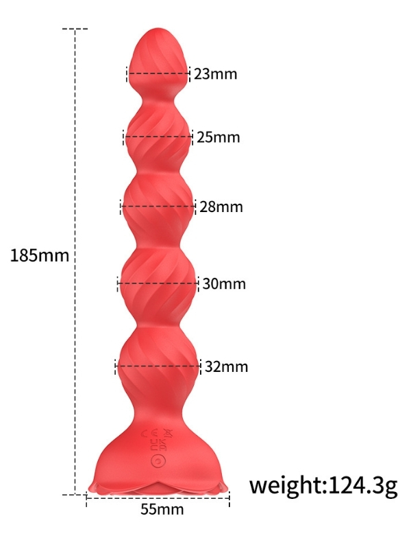 Censan Telefon Kontrollü Haley Rose Pulled Beads Anal Plug – Kırmızı