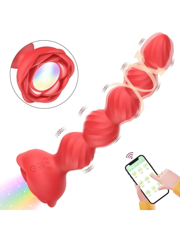 Censan Telefon Kontrollü Haley Rose Pulled Beads Anal Plug – Kırmızı