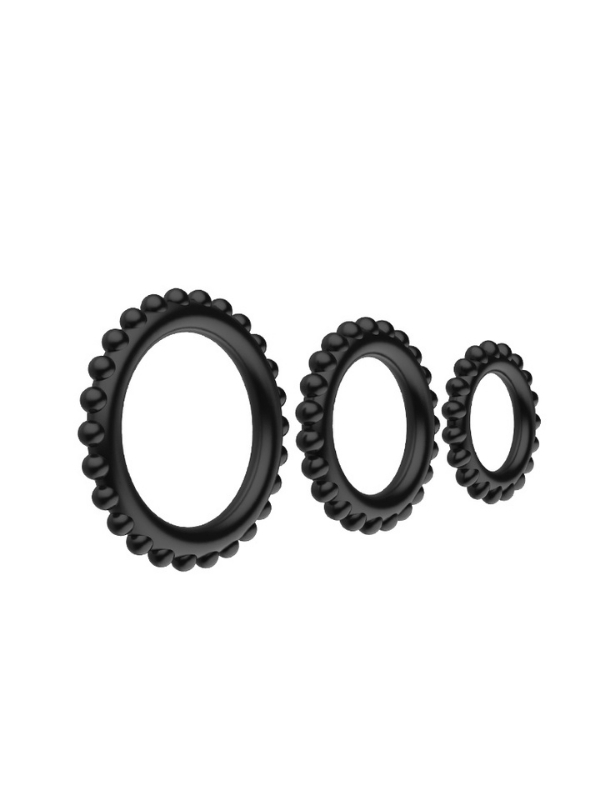 Censan Titan 3'lü Siyah Esnek Penis Halkası Seti
