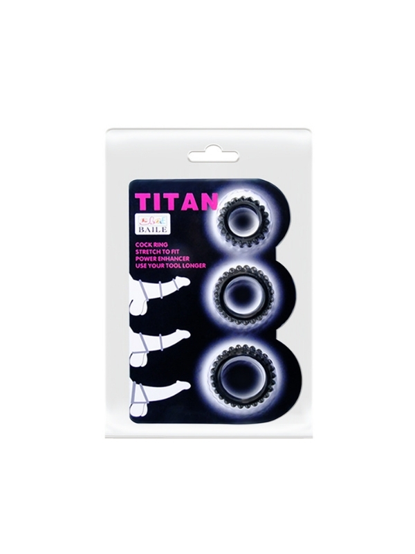 Censan Titan 3'lü Siyah Esnek Penis Halkası Seti