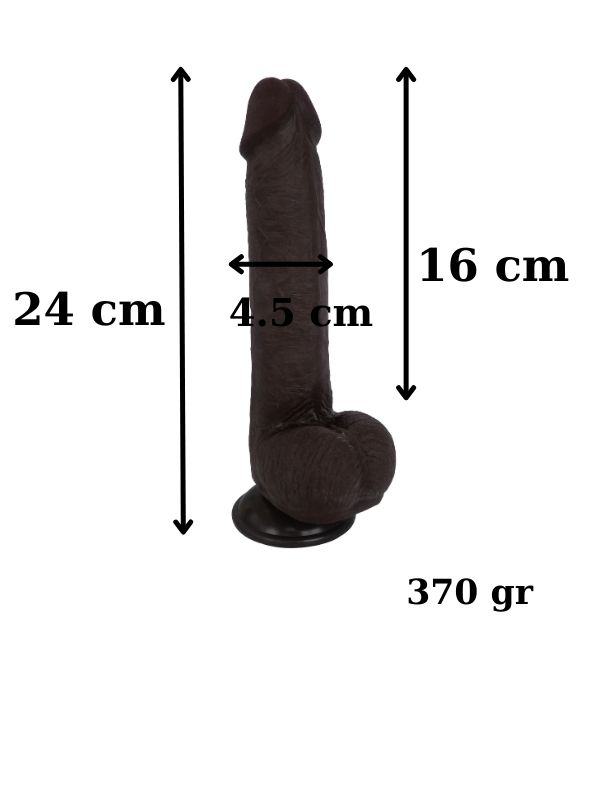 Censan Ultra Gerçekçi 24 Cm Brown Melez Kıkırdaklı Dildo