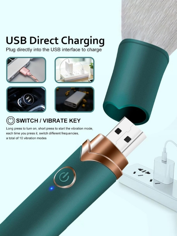 Censan USB Şarj Edilebilir 10 Hızlı Silikon Makyaj Fırçası