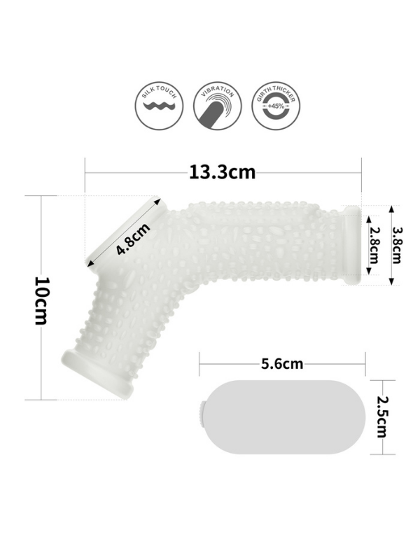 Censan Vibrating Drip Knights Ring with Scrotum Sleeve (Beyaz)