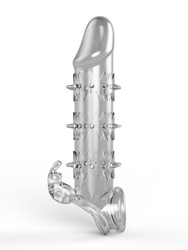 Censan Wolf Warrior Crystal Şeffaf Dokulu Penis Kılıfı – Esnek TPE Malzeme, Gerçekçi His, 13.8 cm