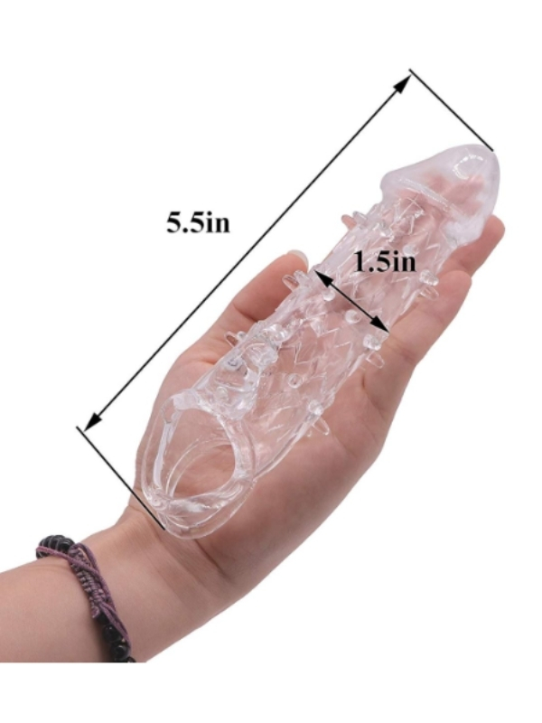 Censan Wolf Warrior Crystal Şeffaf Dokulu Penis Kılıfı – Esnek TPE Malzeme, Gerçekçi His, 13.8 cm