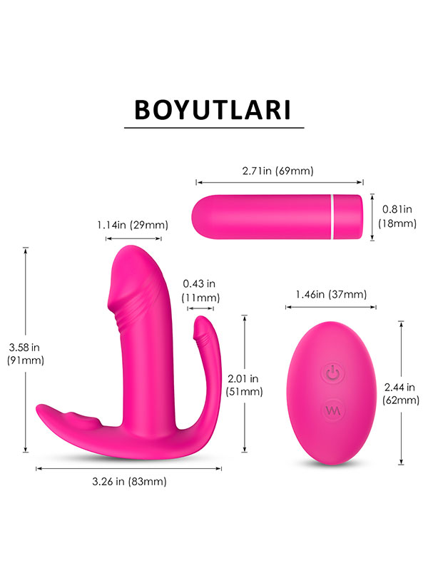 Didi G-Noktası ve Klitoris Emiş Özellikli Kumandalı Vibratör