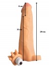 Gerçekçi Penis Kılıfı Et Dokusunda Titreşimli Testis Geçmeli 20 cm