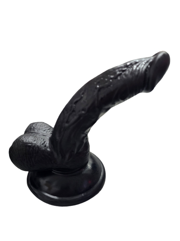 Gerçekçi Testisli Siyah Dildo 16 cm