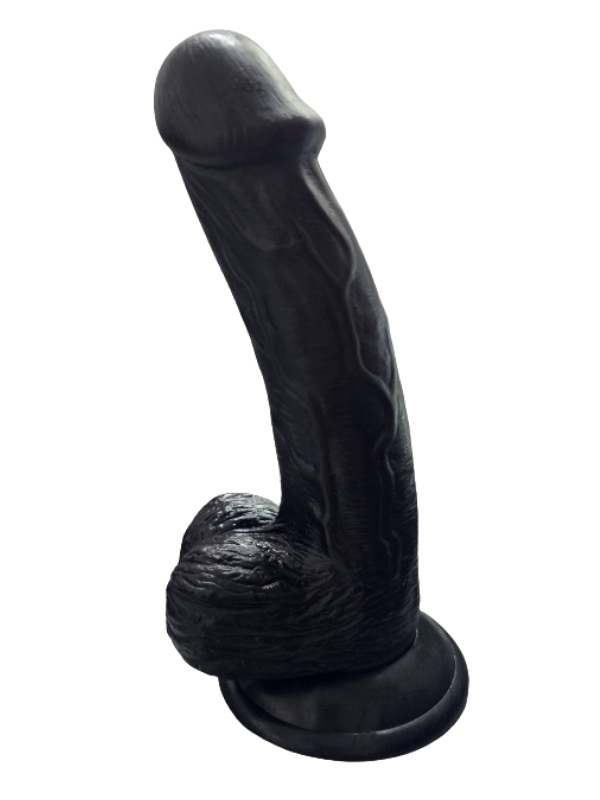 Gerçekçi Testisli Siyah Dildo 19 cm