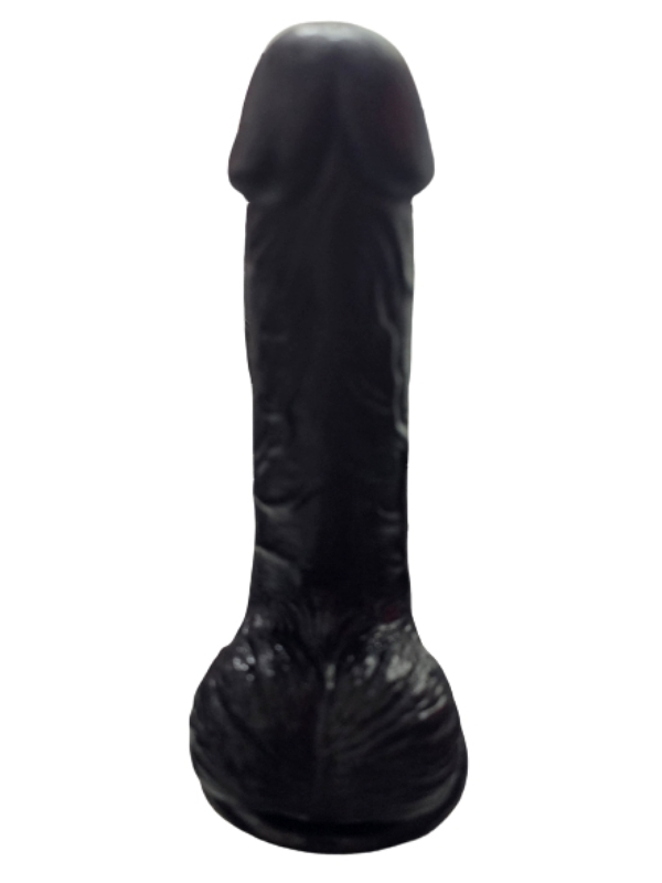 Gerçekçi Testisli Siyah Dildo 19 cm