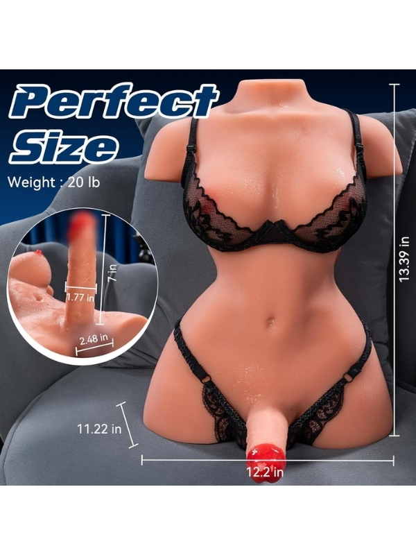 L-Join Gerçekçi Titreşimli, İleri Geri Penis Haraketli 9 Kg Trans Yarım Vücut Mastürbatör Dildo