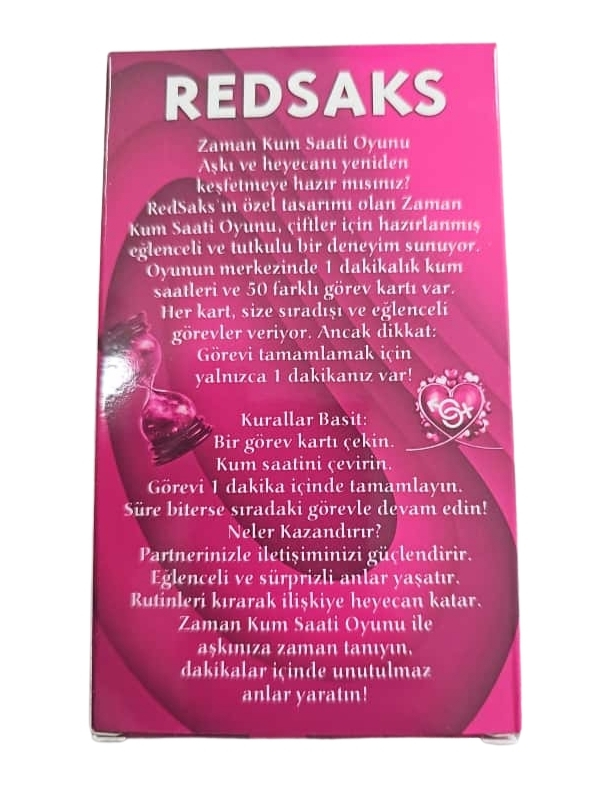 RedSaks Zaman Kum Saati Çiftler Oyunu – 1 Dakikalık Tutku ve Eğlence Görev Kartlarıyla Romantik Oyun Seti